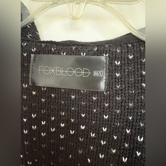 Foxblood Open Front Diamond Grey and White Hooded Cardigan Sweater - M/L - Picture 8 of 11